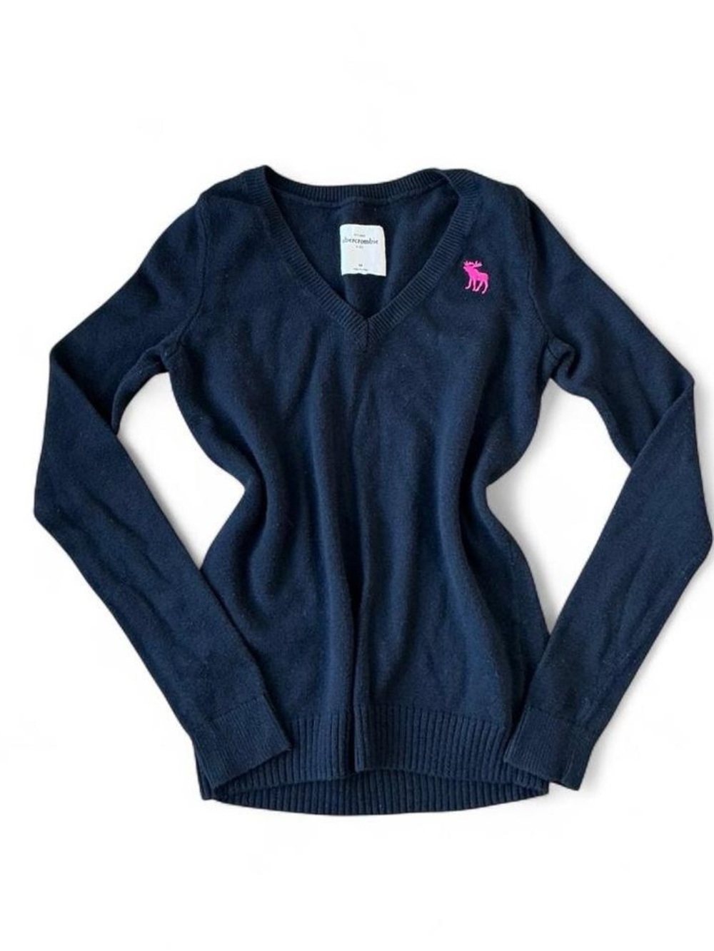 Vintage Abercrombie & Fitch Navy V-Neck Sweater – Women’s XXS–XS